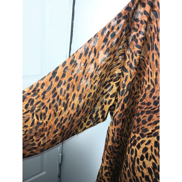 Vintage Solange Satin Polyester Animal Print Cheetah Robe Women Size 22/28 - Picture 4 of 5